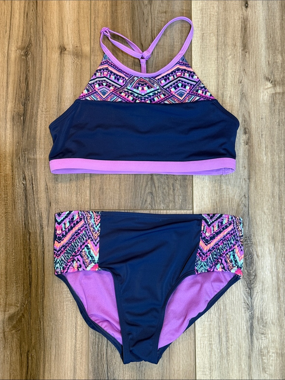 Justice size 14 Girls' Navy & Purple Two-Piece Swim Set Tankini